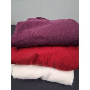 100% Cashmere Sweater Lot of 3 Crafter Cutters Wine Red Cream Flaws‎ Repurpose